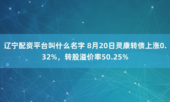 辽宁配资平台叫什么名字 8月20日灵康转债上涨0.32%，转股溢价率50.25%